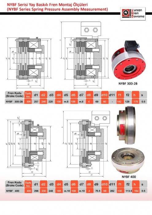 NURSAN FREN NYBF SERİSİ YAY BASKILI FREN MONTAJ ÖLÇÜLERİ NYBF300 ... NYBF400