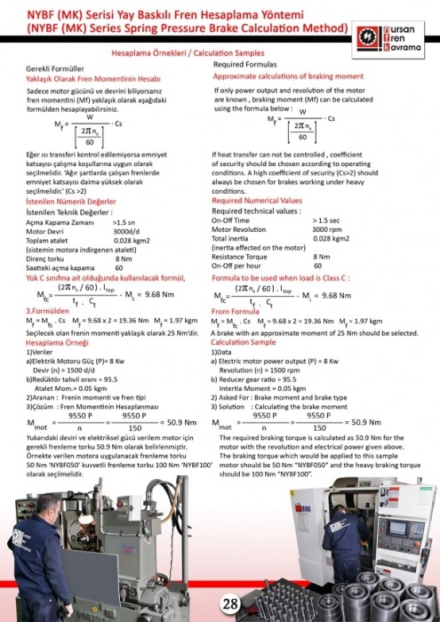 NURSAN FREN NYBF(MK) SERİSİ YAY BASKILI FREN HESAPLAMA YÖNTEMİ