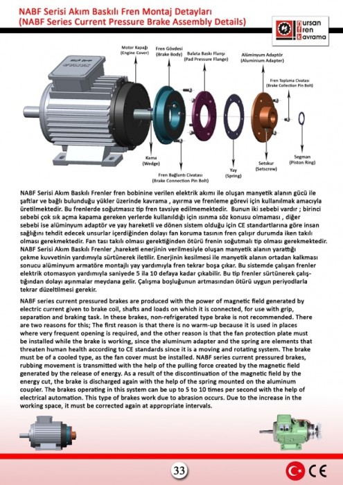 NURSAN FREN NABF SERİSİ AKIM BASKILI FREN MONTAJ DETAYLARI