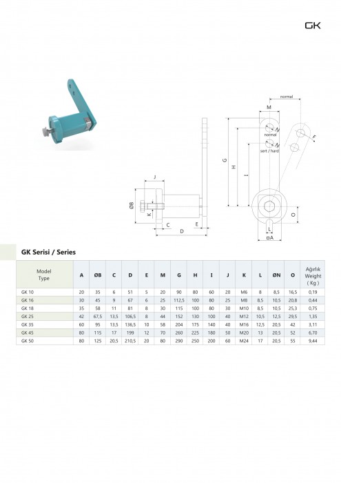 ESTA GERDİRME ELEMANLARI GK SERİSİ ÖZELLİKLERİ