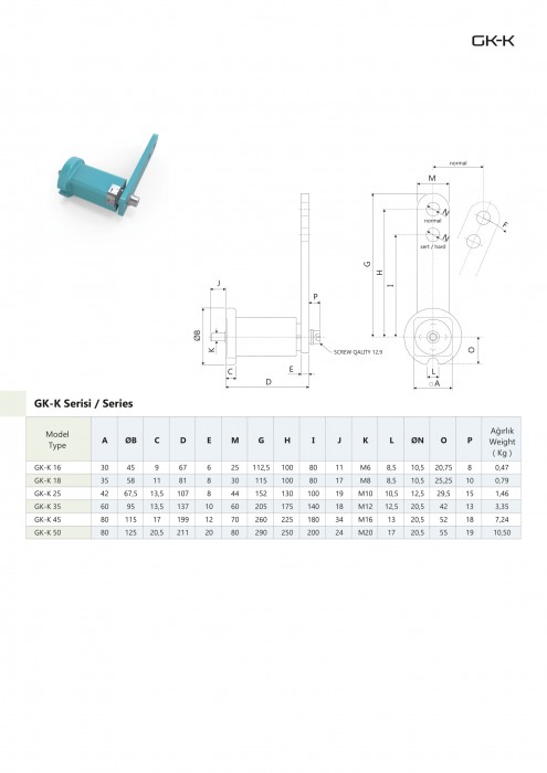 ESTA GERDİRME ELEMANLARI GK-K SERİSİ ÖZELLİKLERİ